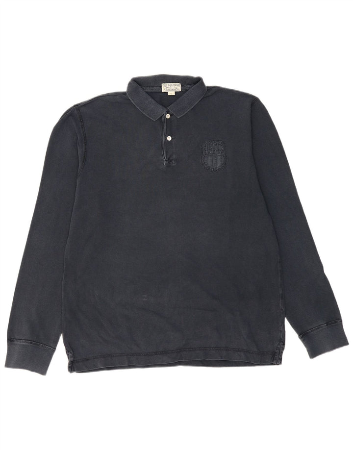 RALPH LAUREN Polo grafica da uomo a maniche lunghe grande blu navy