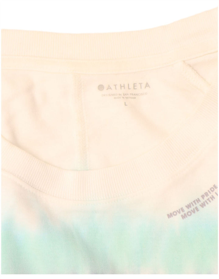 ATHLETA Felpa da donna Maglione UK 16 Grande cotone tie-dye multicolore