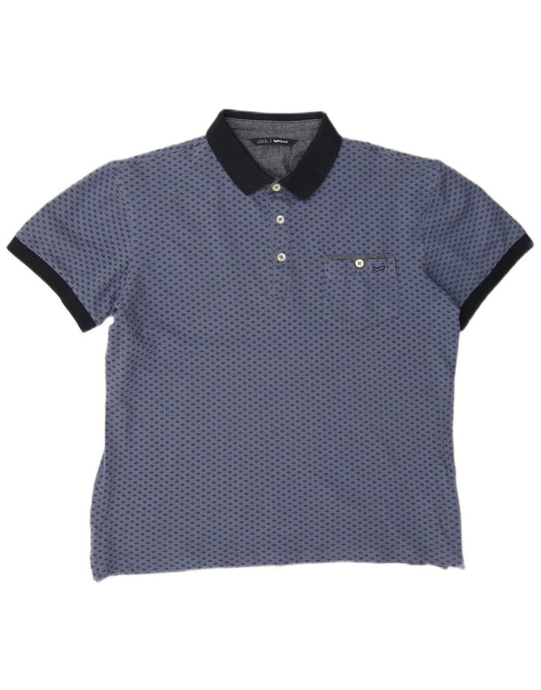 Polo da uomo Gas Large in cotone geometrico blu