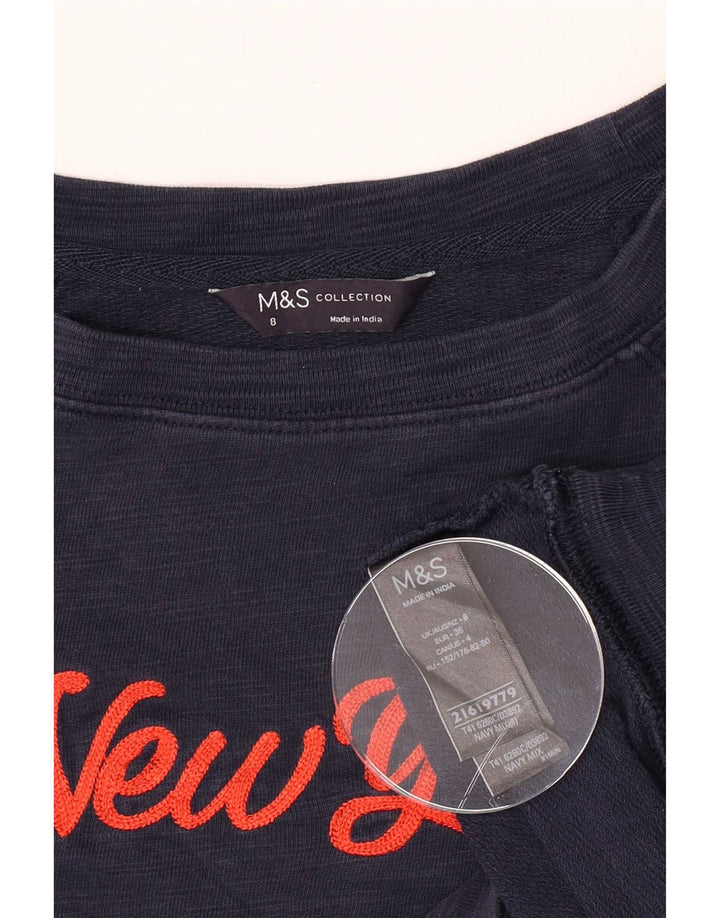 Felpa grafica da donna Marks & Spencer UK 8 Small Blu Navy
