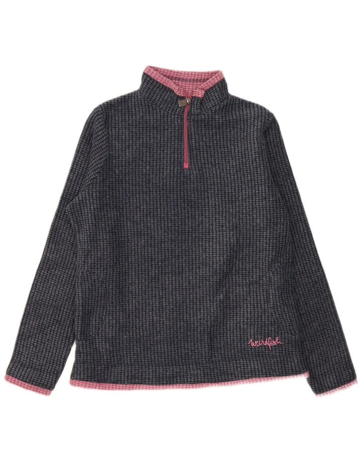 Maglione in pile da donna con collo e zip Weird Fish UK 12 Poliestere grigio medio