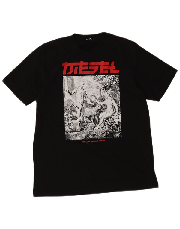 T-shirt grafica da uomo Diesel Top grande in cotone nero