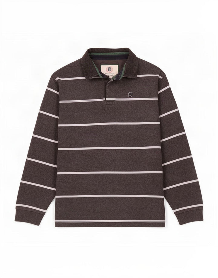 Polo da rugby da uomo Marks & Spencer Blue Harbour a righe grigio medio