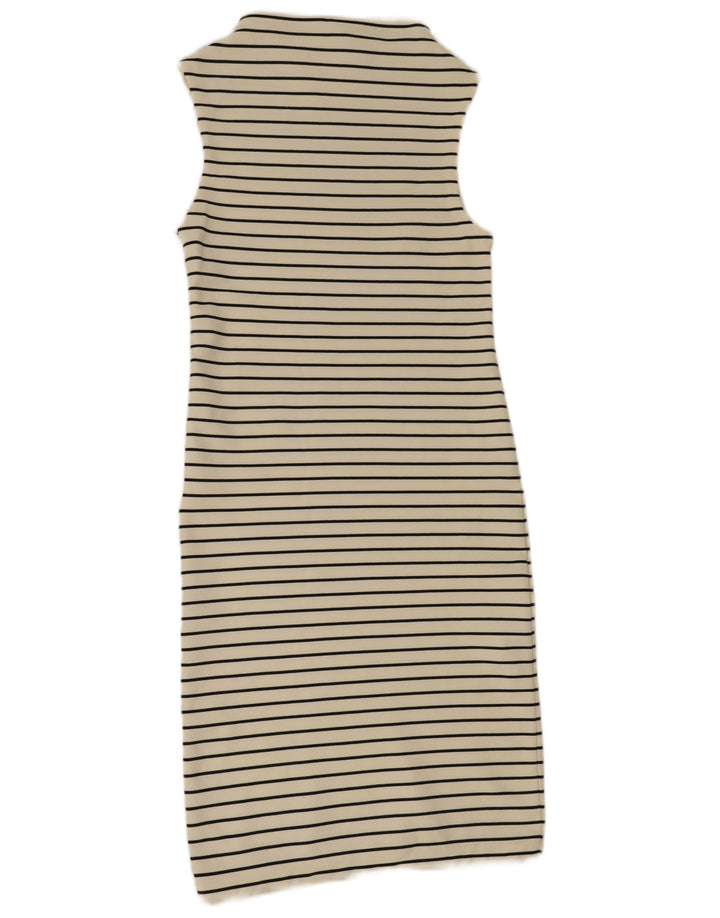 Abito lungo senza maniche da donna Zara UK 10 piccolo in poliestere a righe bianche
