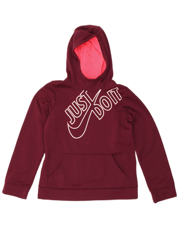 Felpa con cappuccio grafica Nike Dri Fit per ragazze 13-14 anni XL poliestere bordeaux
