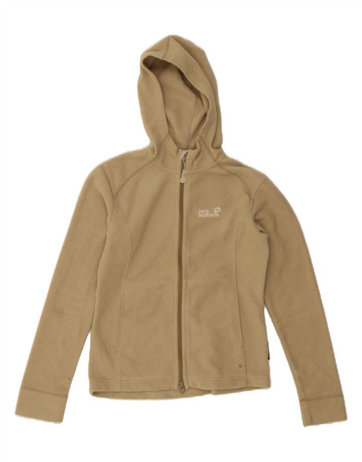 JACK WOLFSKIN Womens Hooded Fleece Jacket UK 10 Small Beige Polyester Vintage Jack Wolfskin and Second-Hand Jack Wolfskin from Messina Hembry 