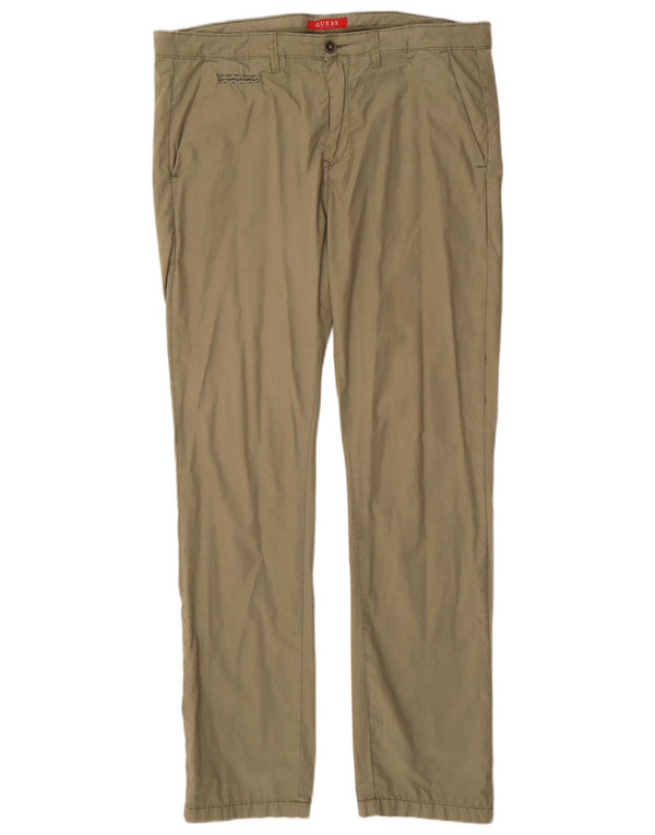 Pantaloni chino dritti da uomo Guess W34 L33 cotone kaki