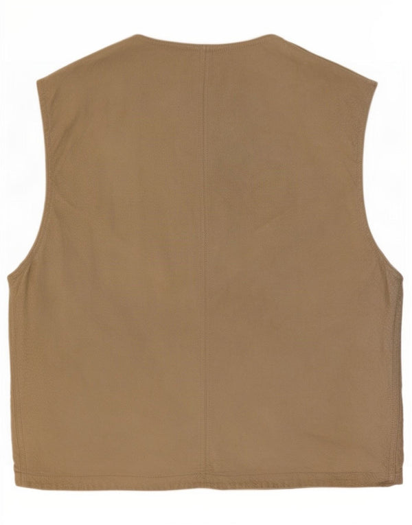 Gilet multiuso vintage da uomo in pelle scamosciata IT 48 in pelle beige medio
