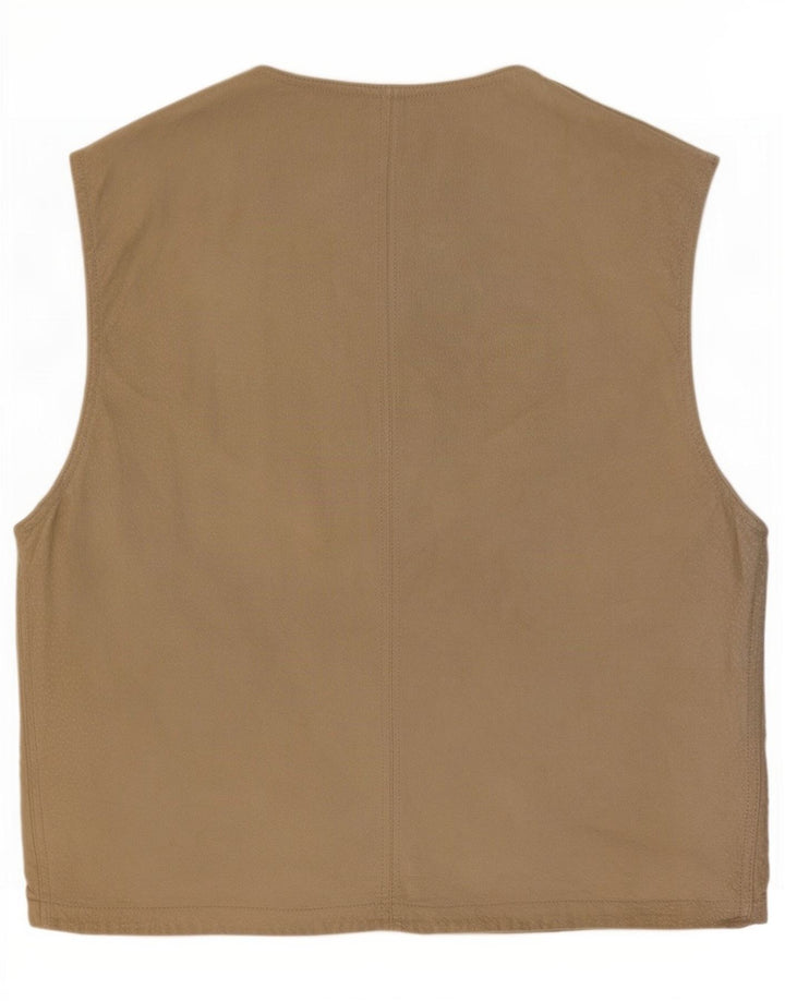 Gilet multiuso vintage da uomo in pelle scamosciata IT 48 in pelle beige medio