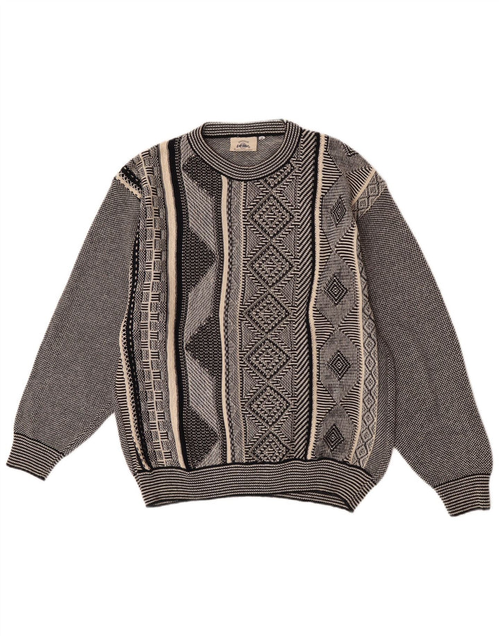 Maglione girocollo da uomo GARDEUR IT 48 Cotone geometrico grigio medio