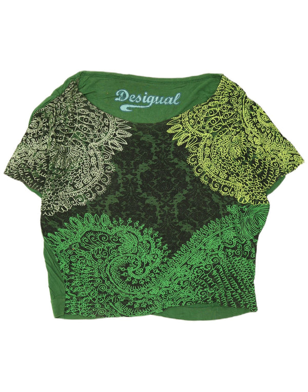 Desigual Donna Camicetta Oversize Top UK 16 Large Verde Paisley Viscosa