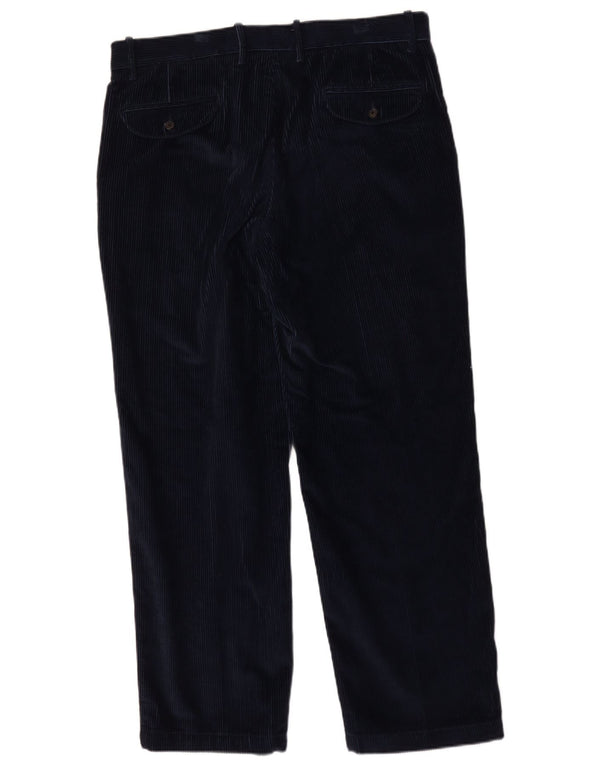 Pantaloni dritti in velluto a coste da uomo Marks & Spencer W36 L31 cotone blu navy