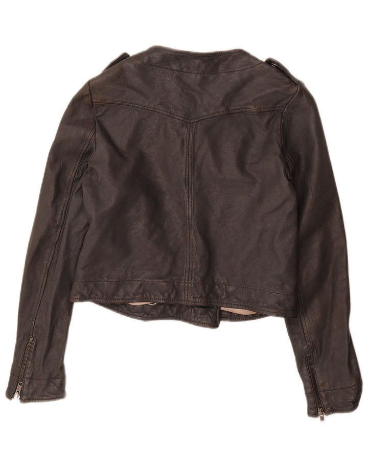 Giacca corta militare da donna French Connection UK 10 piccola in pelle nera