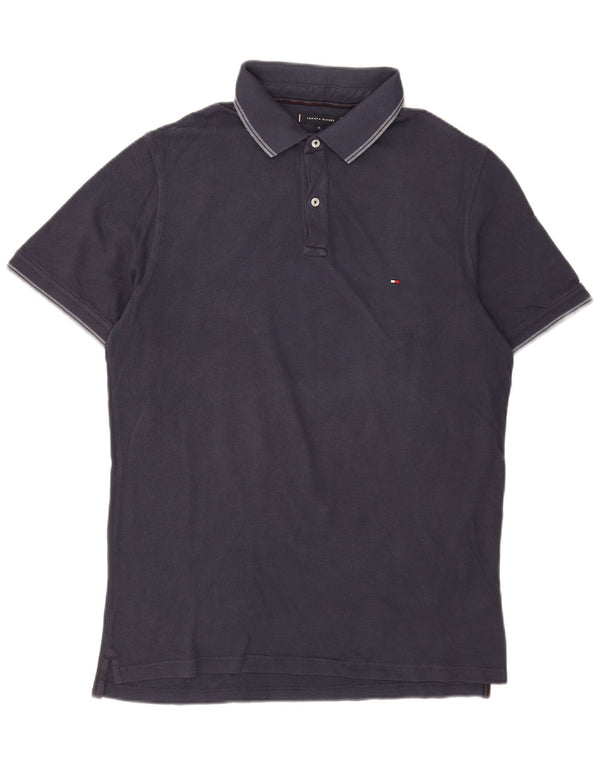 Polo slim fit da uomo Tommy Hilfiger XL in cotone blu navy