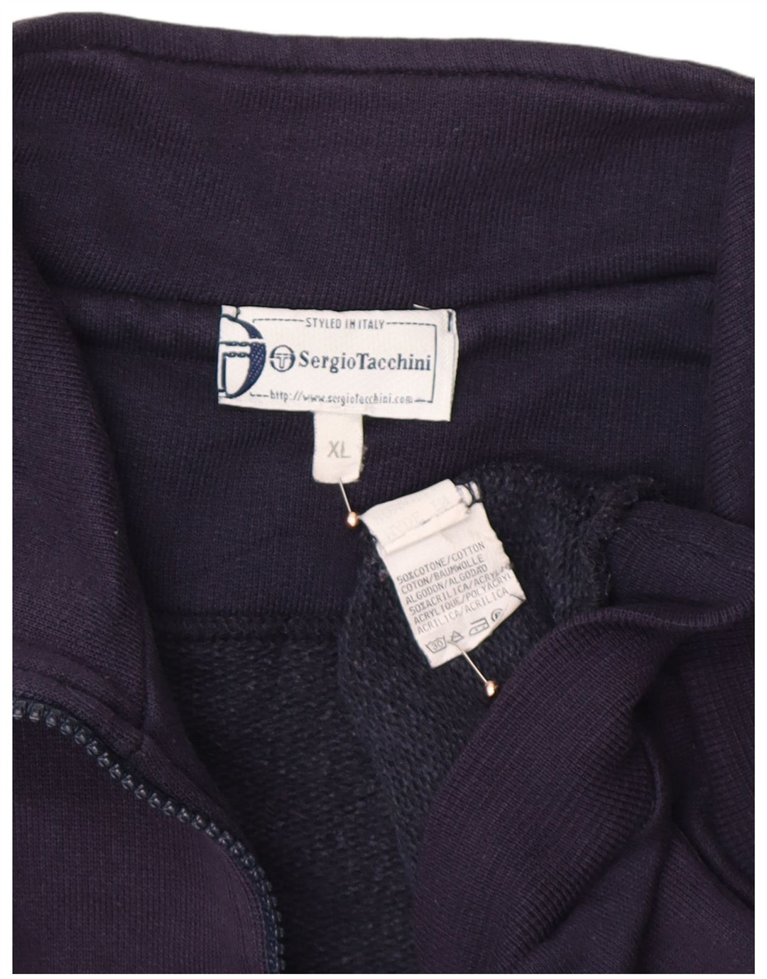 SERGIO TACCHINI Felpa da uomo con collo con zip grafica Maglione XL Blu navy