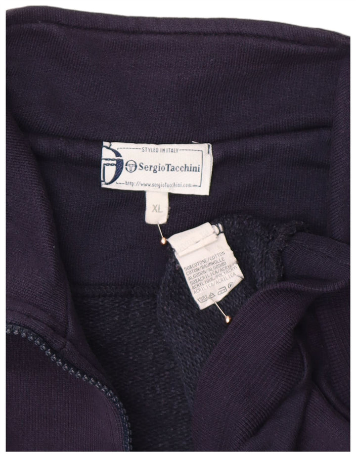 SERGIO TACCHINI Felpa da uomo con collo con zip grafica Maglione XL Blu navy