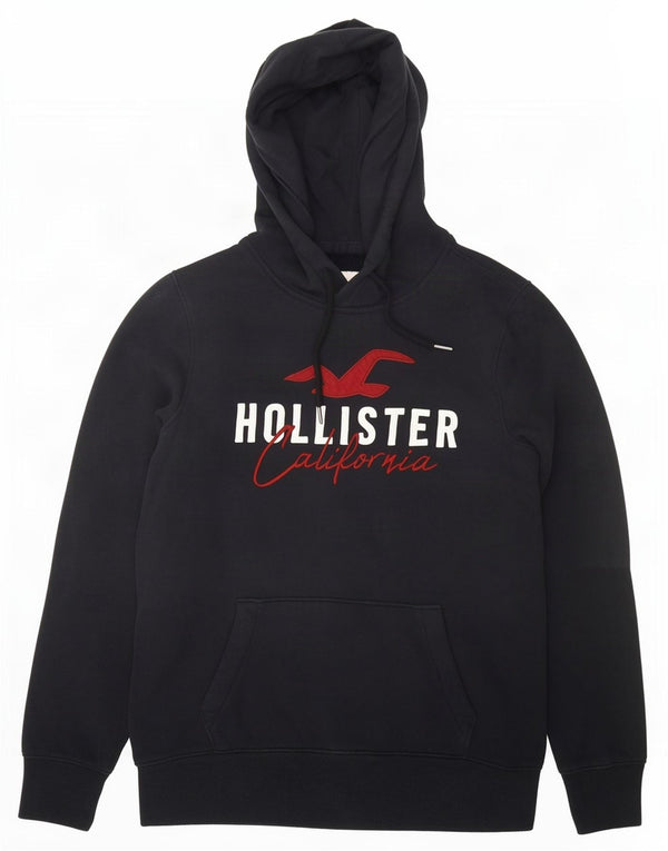 Felpa con cappuccio grafica Hollister da uomo piccola nera