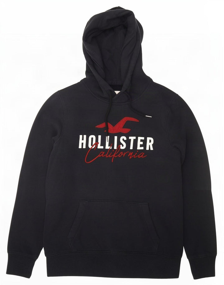 Felpa con cappuccio grafica Hollister da uomo piccola nera