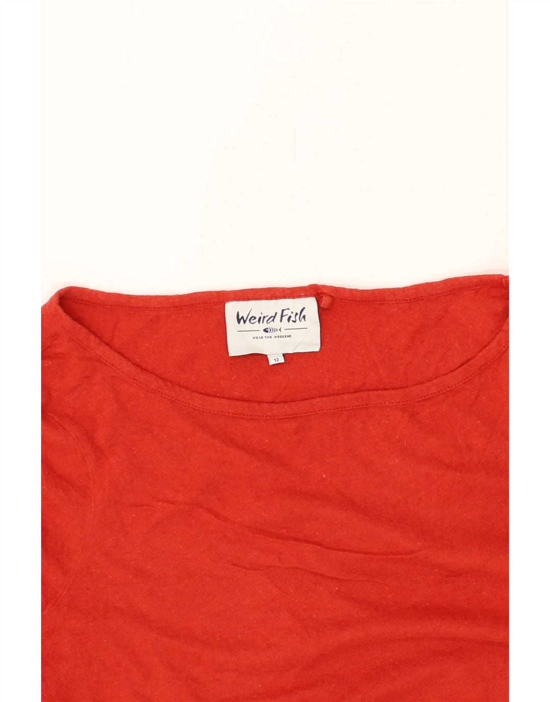 WEIRD FISH Womens Top Long Sleeve UK 12 Medium Red Cotton Vintage Weird Fish and Second-Hand Weird Fish from Messina Hembry 