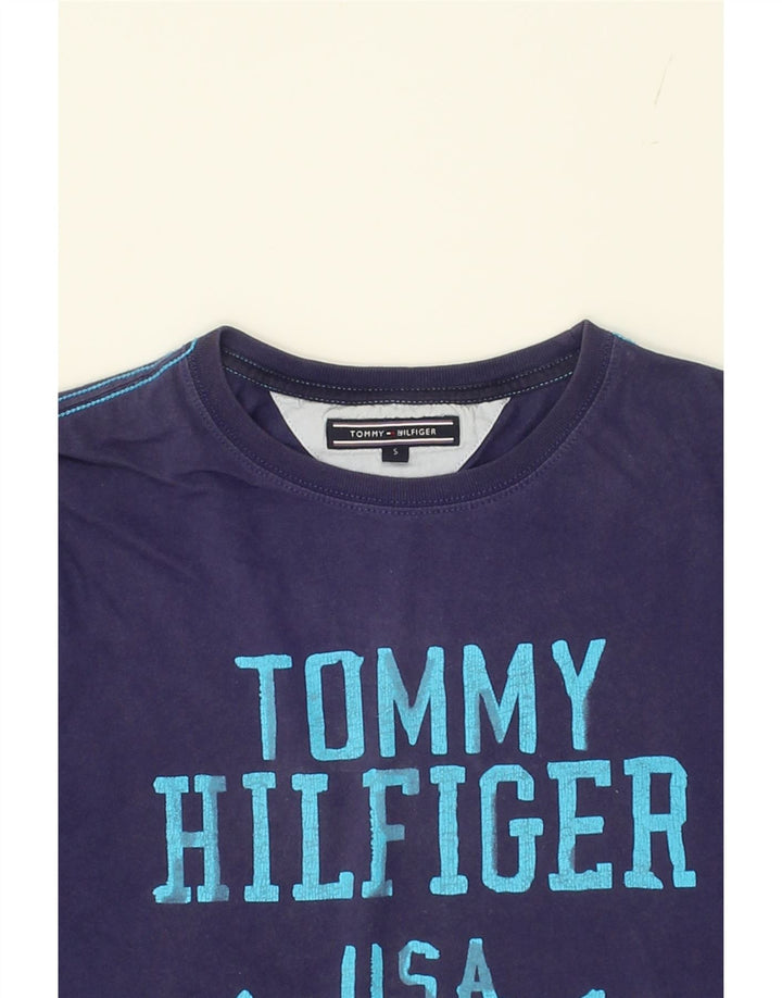 TOMMY HILFIGER Mens Graphic T-Shirt Top Small Blue Vintage Tommy Hilfiger and Second-Hand Tommy Hilfiger from Messina Hembry 