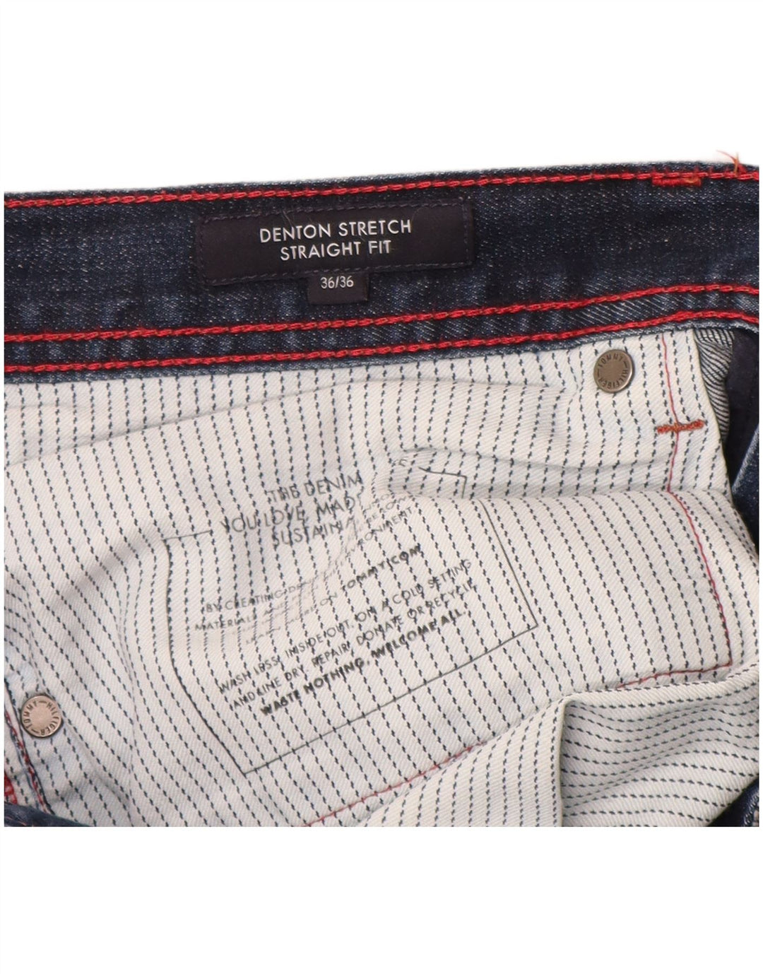 Jeans dritti slim Denton da uomo Tommy Hilfiger W36 L36 cotone blu navy