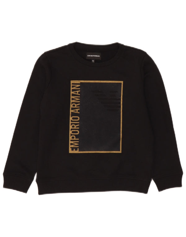 Felpa grafica per ragazzi Emporio Armani 9-10 anni in cotone nero