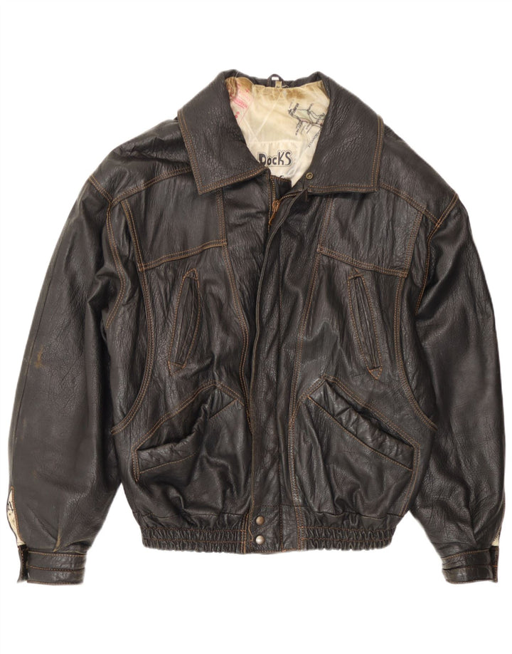 Giacca in pelle vintage da uomo UK 38 Marrone medio