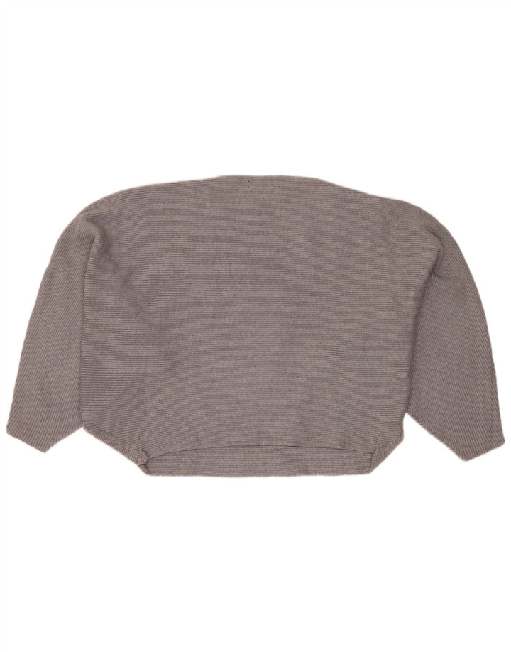 Maglione ZARA da donna oversize corto con scollo a barca UK 14 Grigio medio