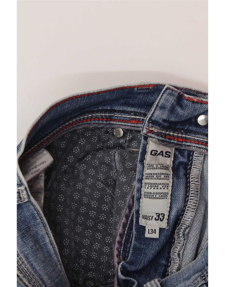 Gas Pantaloncini di jeans da uomo grandi W33 Blu Cotone