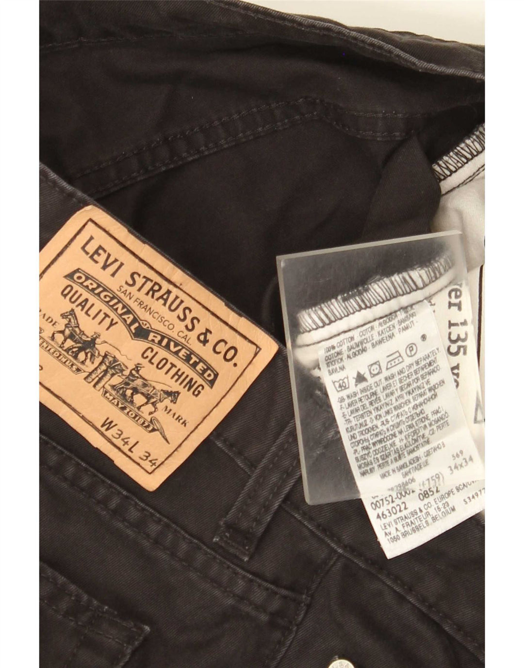 Levi's Uomo 752 Jeans dritti W34 L34 Cotone Nero