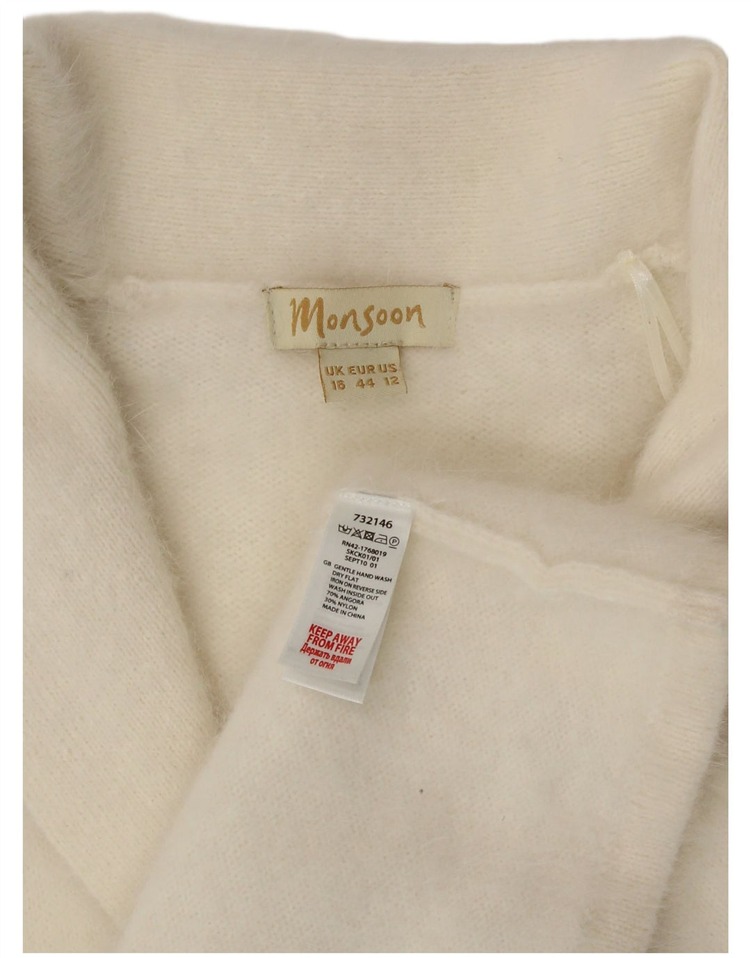 Maglione Bolero da donna Monsoon UK 16 Large Off White Angora