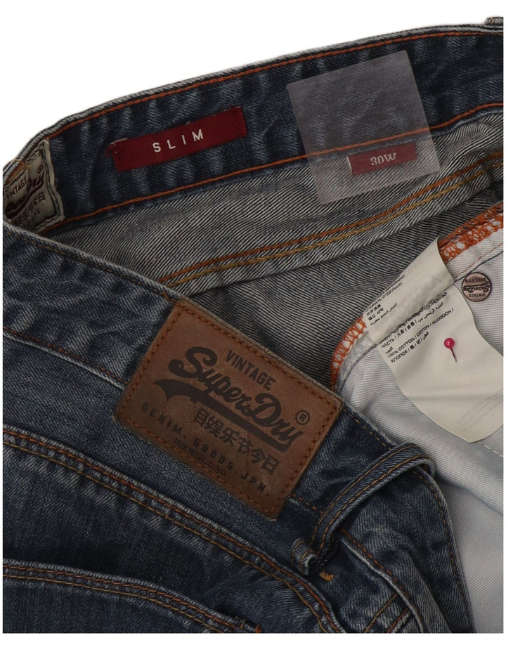 Pantaloncini di jeans slim da uomo Superdry W30 cotone blu medio