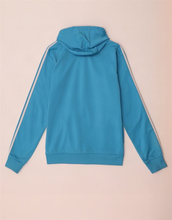 Maglione con cappuccio e zip da uomo Adidas piccolo in poliestere blu