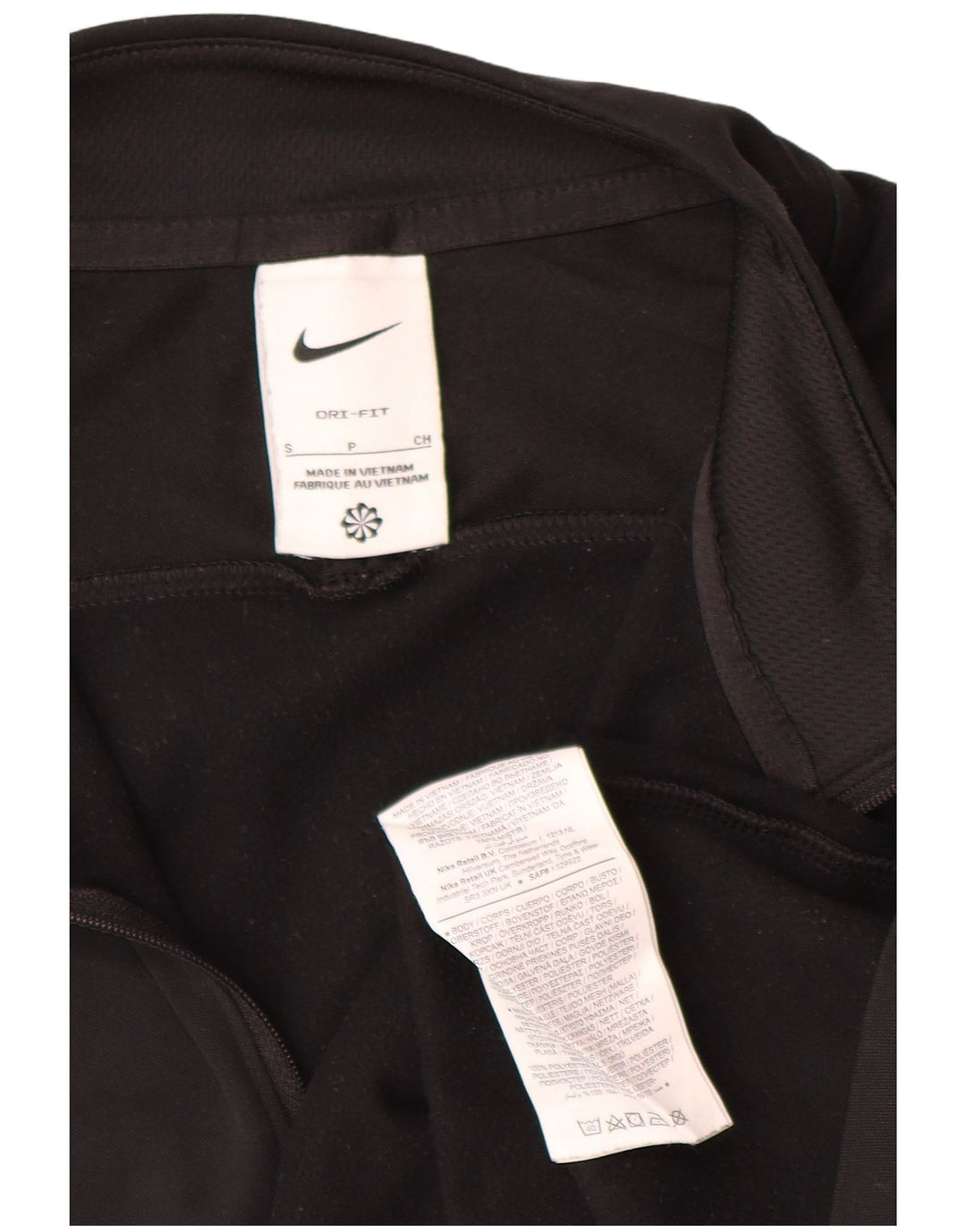 Top della tuta da ginnastica Nike Dri Fit con collo e zip da uomo, piccolo, color block nero