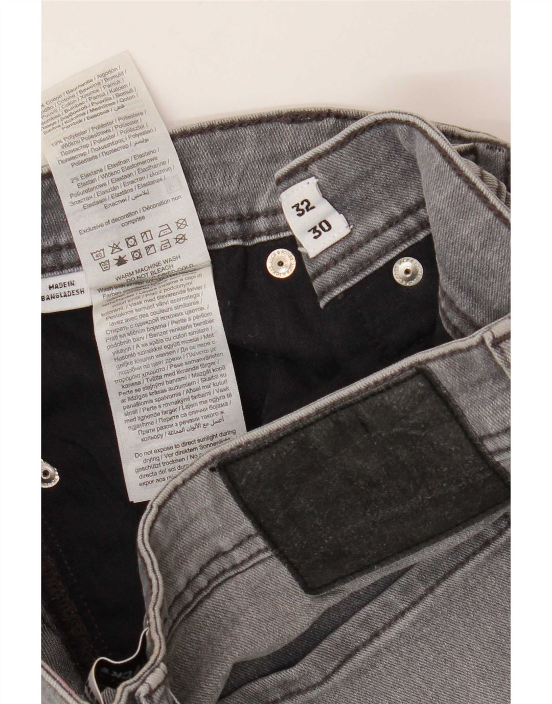 Jack & Jones Uomo GLENN Slim Jeans W32 L30 Cotone Grigio