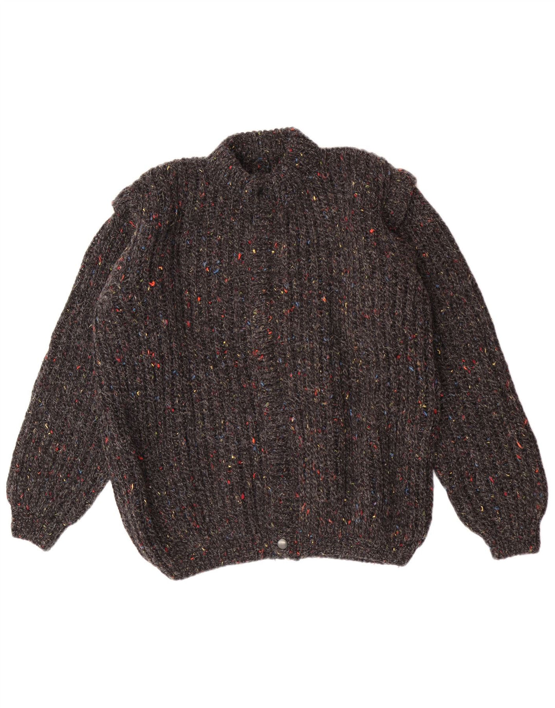 Maglione cardigan vintage da uomo classico grigio medio screziato