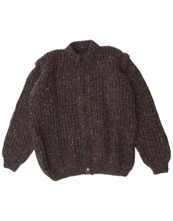Maglione cardigan vintage da uomo classico grigio medio screziato