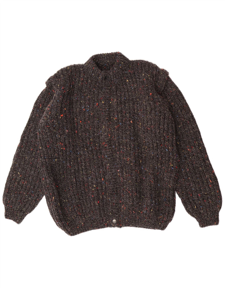 Maglione cardigan vintage da uomo classico grigio medio screziato