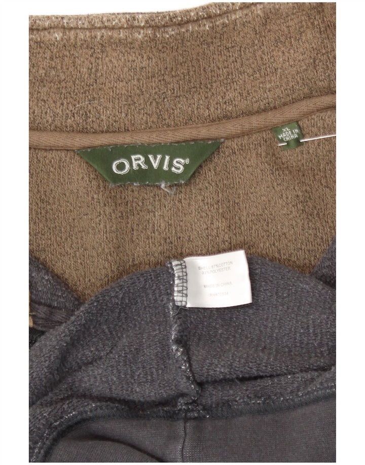 Felpa da uomo con collo con zip Orvis, maglione XL, cotone chiazzato grigio