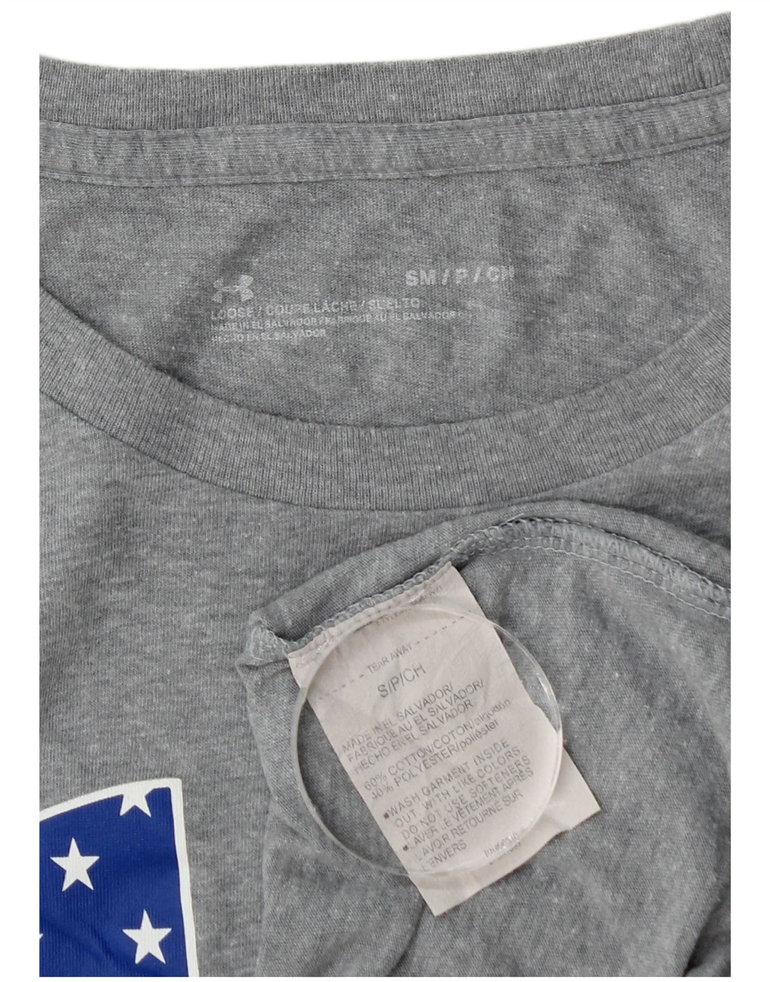 T-shirt grafica da uomo Under Armour Top in cotone chiazzato grigio piccolo