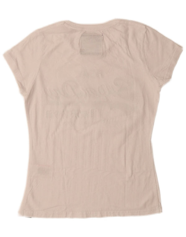 T-shirt grafica da donna Superdry Top UK 10 Small cotone bianco