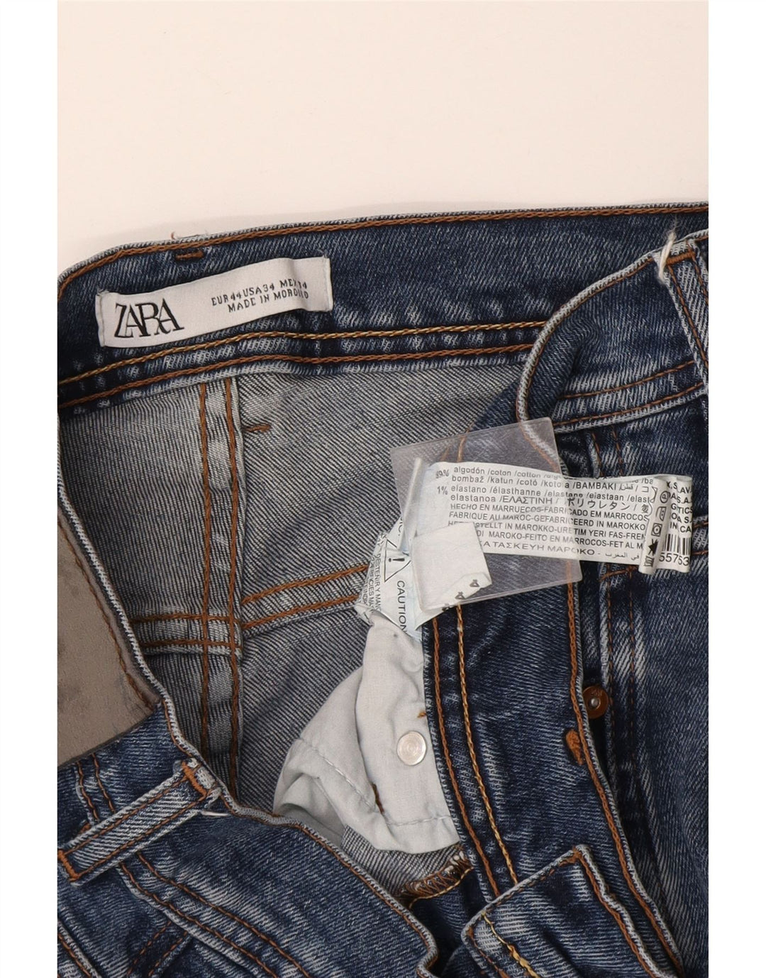 Jeans slim da uomo Zara EU 44 Large W34 L30 cotone blu