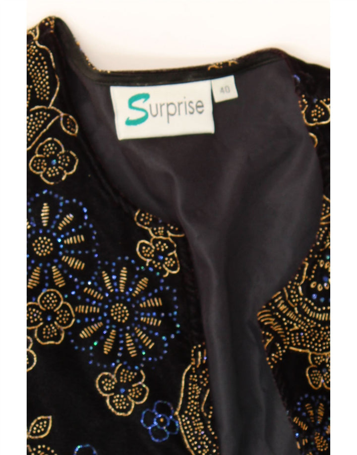SURPRISE Womens Oversized Longline Blazer Jacket IT 40 Small Black Floral Vintage SURPRISE and Second-Hand SURPRISE from Messina Hembry 
