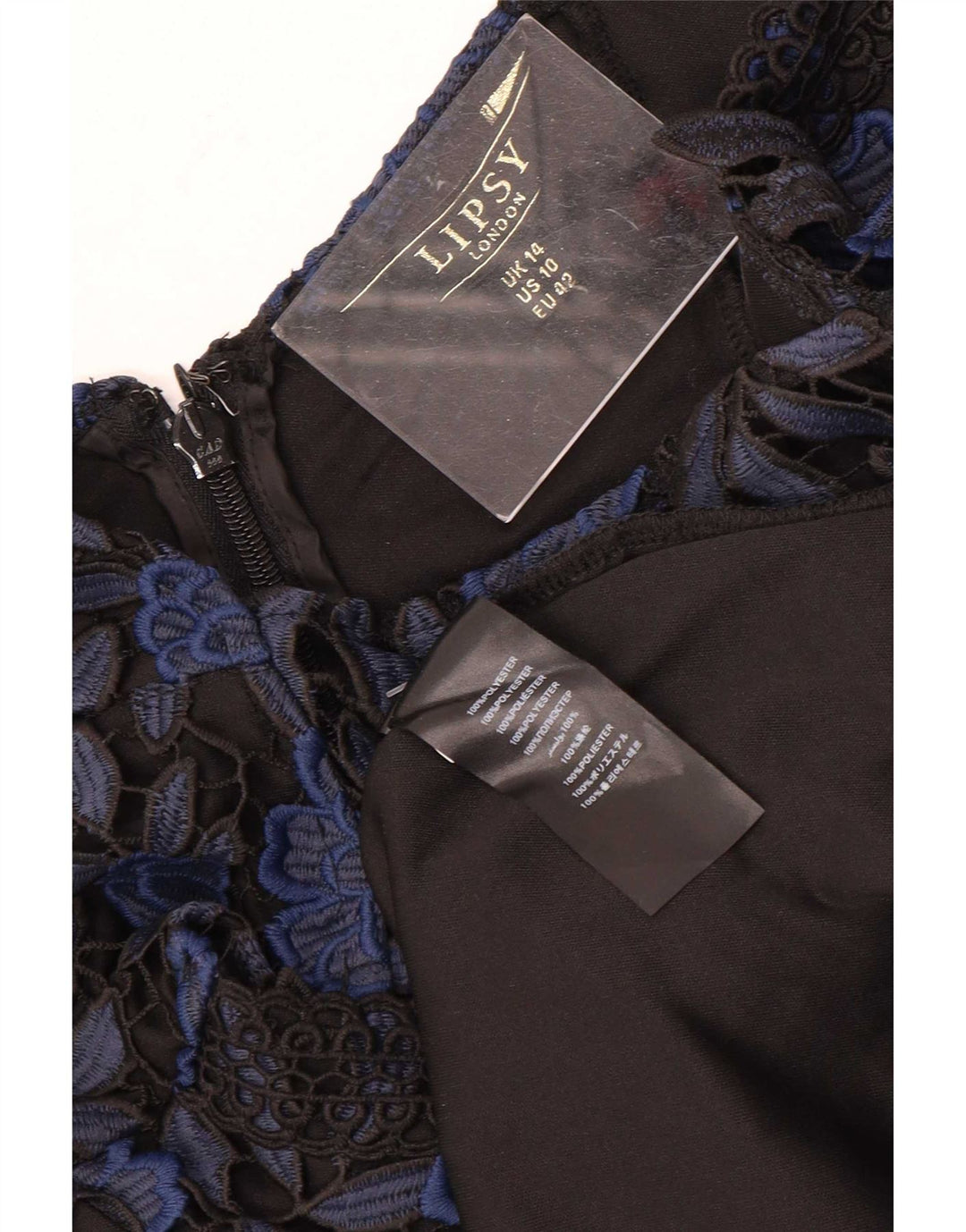 Abito a trapezio da donna Lipsy UK 14 Poliestere floreale medio blu navy