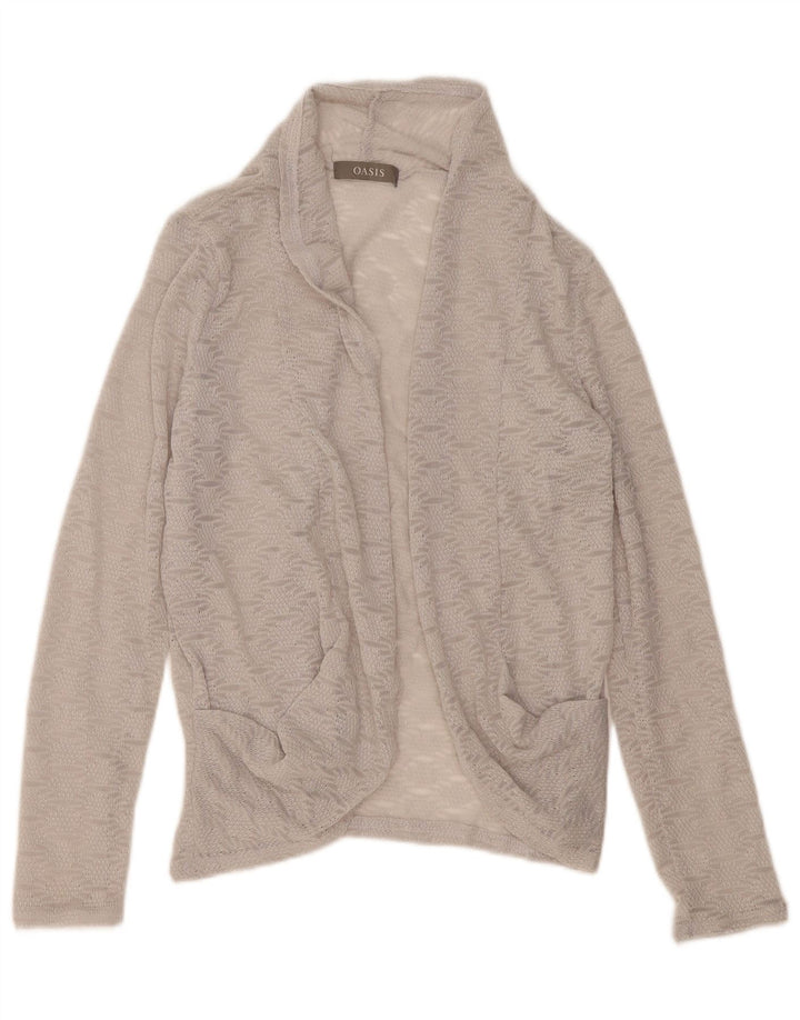 Top cardigan oversize da donna Oasis UK 10 piccolo poliestere geometrico grigio