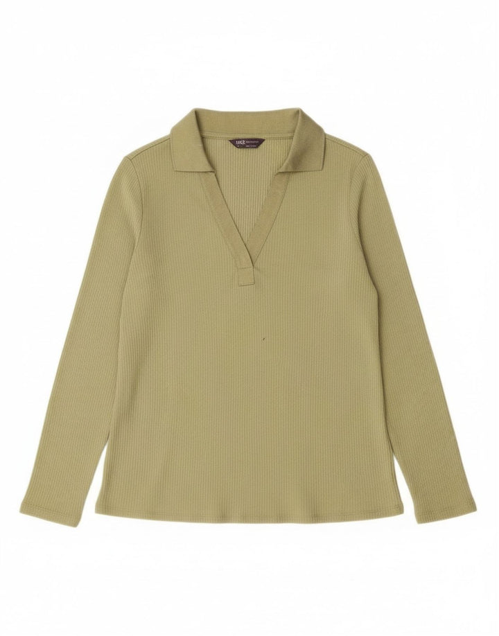 Polo a maniche lunghe da donna Marks & Spencer UK 14 Large Verde Poliestere