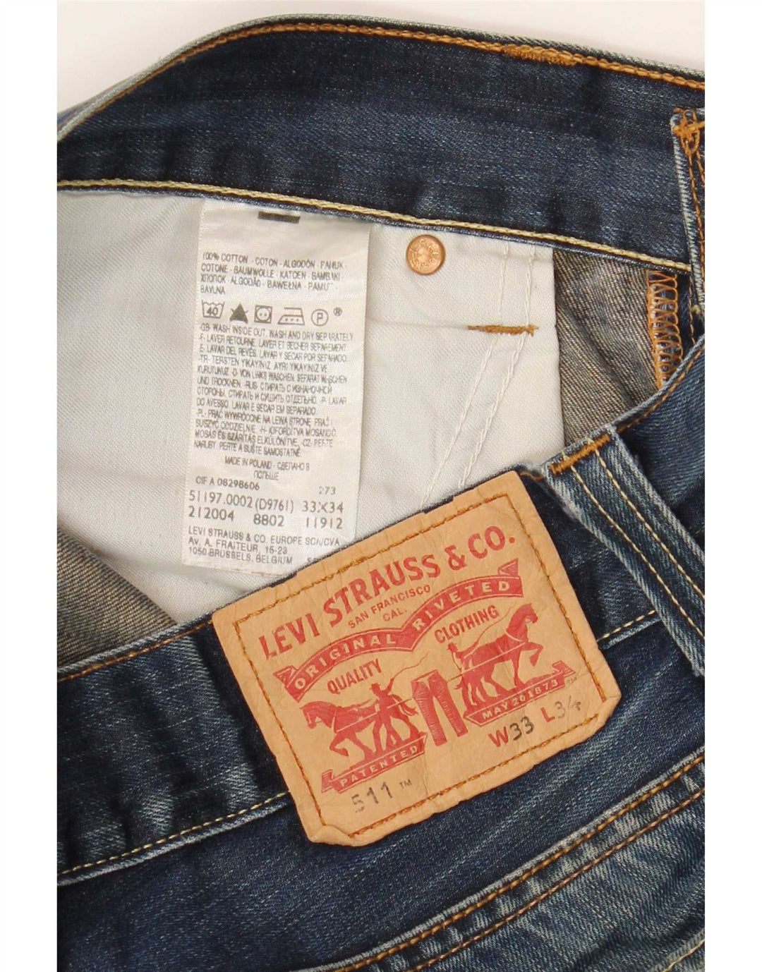 Jeans Levi's Uomo 511 Slim Distressed W33 L29 Cotone Blu