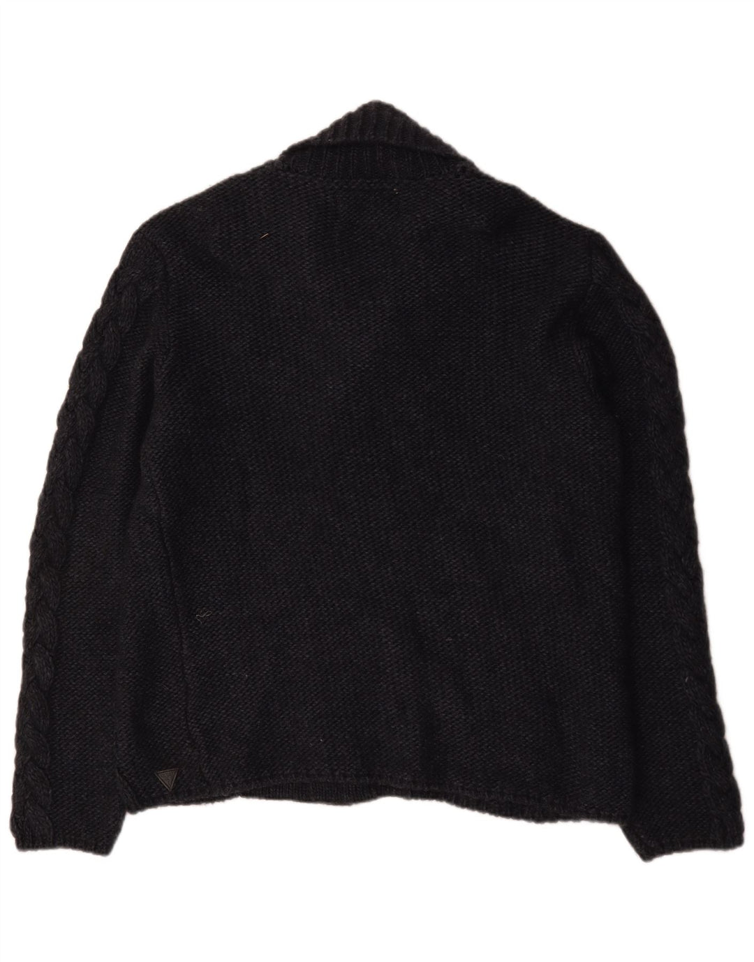 Guess Maglione cardigan da uomo con borsone e bottoni, grande in acrilico nero
