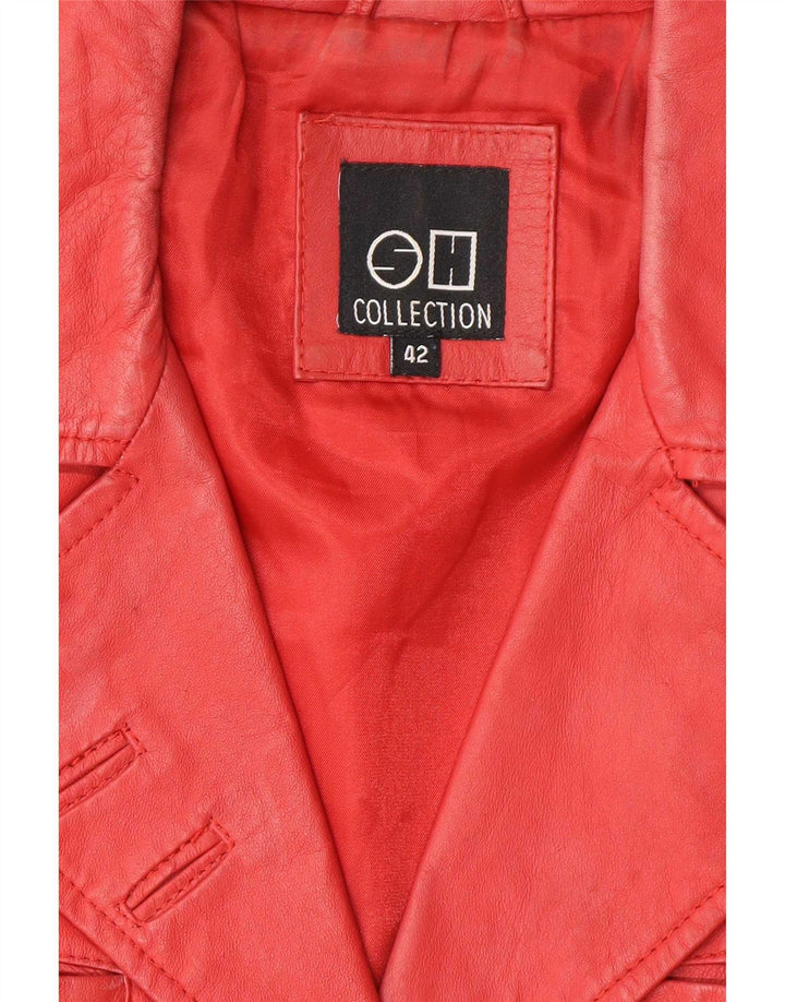 Giacca blazer vintage in pelle da donna a 6 bottoni IT 42 Rosso medio
