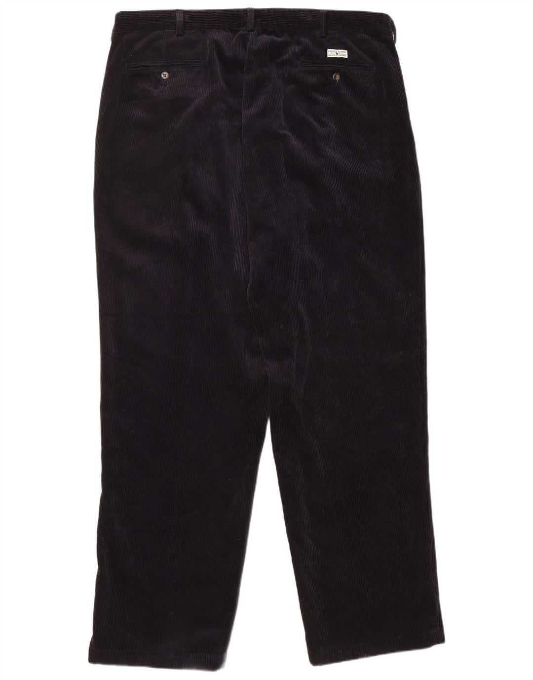 POLO RALPH LAUREN Pantaloni da uomo in velluto a coste con pegging W42 L32 cotone nero